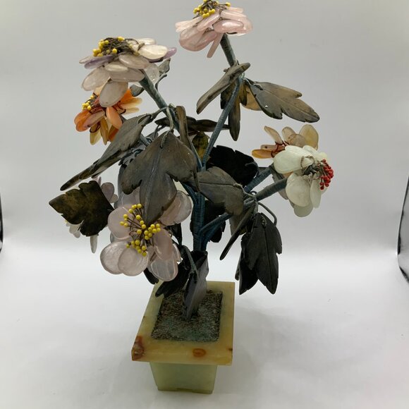 Chinese Vintage Jade and Hardstone Bonsai Tree Sculpture - Picture 5 of 6